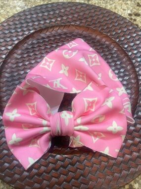Pink Monogram-Pattern Kids Bow Hair Accessory